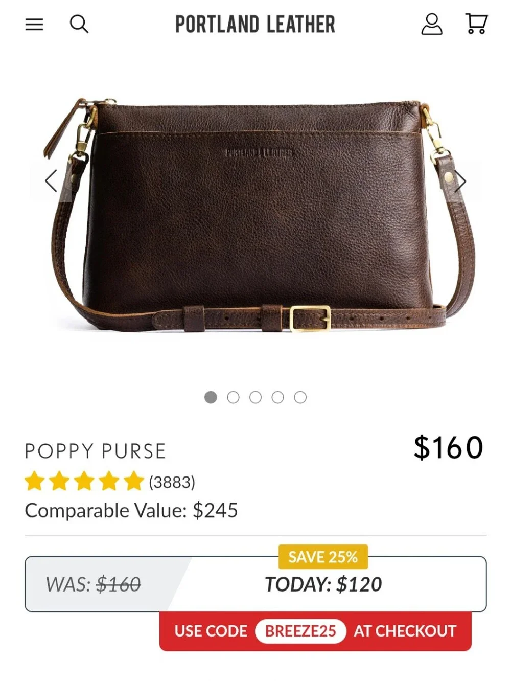 Portland Leather Goods Large Poppy Crossbody in Lagoon - Excellent Condition